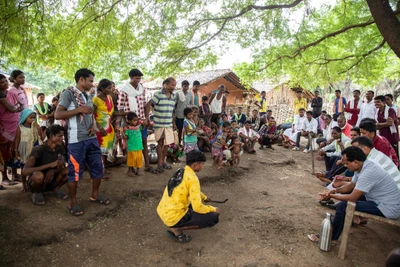  A meeting was held in the village of Muleri to discuss about Madvi's killing. As the meeting progressed, a snake sneaked into the courtyard where the villagers had assembled. A villager gently guided the snake back into the woods. 

Muleri, Dantewada dist