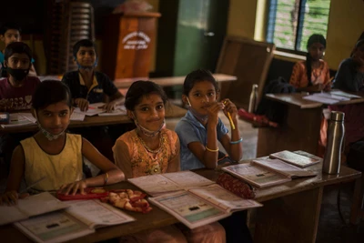 Taking advantage of the right he had been given to criticize the photographs, he asked her once, "do you think Indian class rooms are as pleasant as you show them in the photographs? "
"From a student's perspective, I don't think any class room will be a happy or, even happening space for them. But the photographs in this series are pleasant because, these are trying to convey a happy future that we may accomplish through the students who go to aided, and especially government schools."
From 'classroom' @karnataka