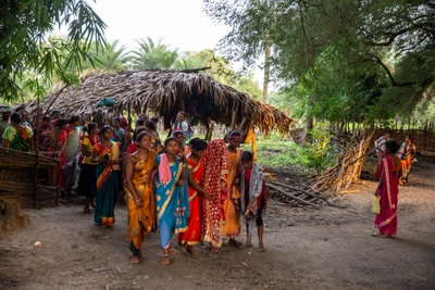 A newly wed woman being taken to her husband's village.