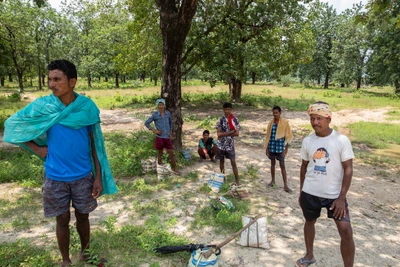 Tati Deva and Sodi Masa from Rangaiguda village, Dornapal, in Chhattisgarh are on their way to Undragunda market in Malkangiri, Odisha to buy cows. Rangaiguda, 20 kilometres off the state highway, doesn’t have roads. The three men in the background are also from the same village. They tagged along with Deva and Masa because they too have plans to buy five or six cows and want to know more about the market.
They have to walk 70 kilometres to reach Undragunda. It will take them a day to reach there. The next day, after buying the cows, they will walk back. The return journey will take three or four days.

The average price of a cow is between Rs 5,000 and Rs 6,000.

2. Sabari river at Dornapal. Here, this river divides Chhattisgarh and Odisha.