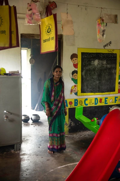 Prabhasini Khemudu, Teacher at Pujarimunda Anganwadi. 