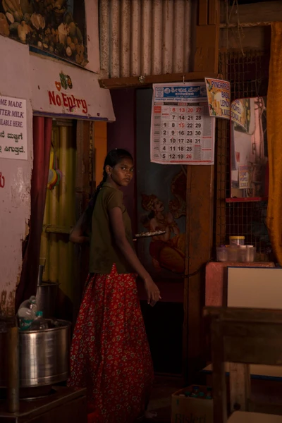 Sangeetha, working in a restaurant in Gokarna.  