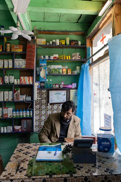 A doctor at his clinic. Babagail village, Limber wildlife sanctuary, LoC, Baramulla district/2023