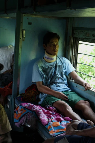 A boy from North east, who met an accident, going back home after treatment in Bengaluru.