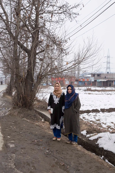 The one is on left just passed out from the college and other one is pursuing her degree. Both are from middle class family and the left one is forced to work as a weaver soon after college, which is a common house hold business in kashmir. 2016